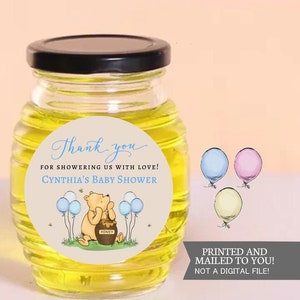 Winnie the Pooh, showering us with love, Stickers, Baby Shower, Birthday, Honey Favors, Classic Winnie the Pooh Baby stickers