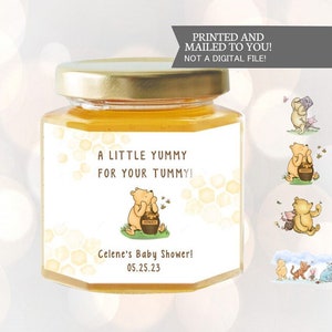 Pots de miel Winnie l'ourson, Un peu de gourmandise pour le ventre, Stickers, Baby shower, Anniversaire, Cadeaux de miel, Bébé ourson classique, Étiquettes