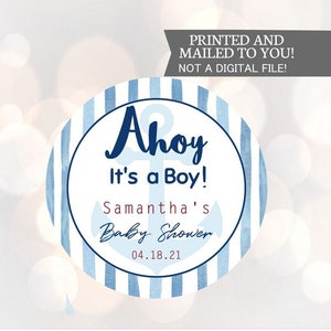 Ahoy It&#39;s a Boy Baby Shower Sticker, Blue and Red  Nautical stickers, Thank You Gift, Baby Shower Stickers,  Mason Jars stickers Baby Shower