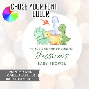 Dinosaur 1st Birthday, Dinosaur Baby Shower Greenery, Dinosaur Gift Bag Stickers, Foliage Baby Shower Favor, jungle Thank your favor sticker