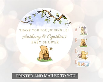 Thank you for joining  Winnie the Pooh, Stickers, Baby Shower, Birthday, Honey Favors, Classic Winnie the Pooh Baby stickers