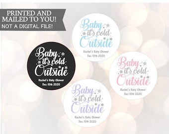 Baby zijn koude buiten stickers, baby zijn koude buiten baby shower, winter baby shower geniet van stickers labels, winter stickers, baby shower