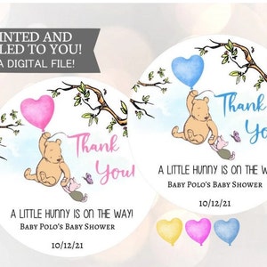 Hunny is on the way, Stickers, Baby Shower, Birthday, Honey Favors, Classic Winnie the Pooh Baby stickers,Winnie the Pooh,