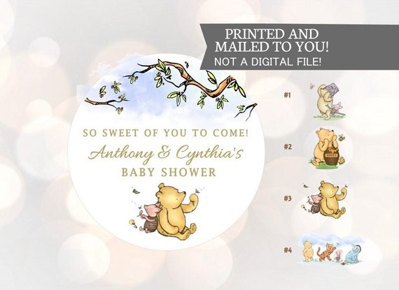 108 Classic Winnie the Pooh Baby Shower Kiss Stickers, chocolate kisses,  Custom