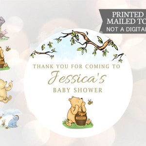 Winnie the Pooh, thank you for coming , Stickers, Baby Shower, Birthday, Honey Favors, Classic Winnie the Pooh Baby stickers