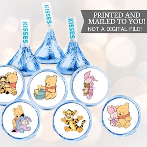 108 Baby Winnie de Poeh chocolade Kiss Stickers Babyshower EN OF Verjaardagsfeestje