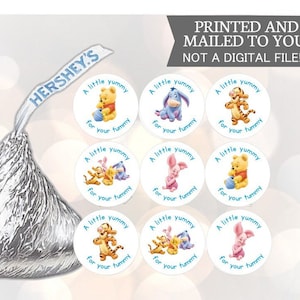 108 Baby Winnie de Poeh Hershey Kiss Stickers Babyshower EN OF Verjaardagsfeestje Een beetje lekker voor je buik