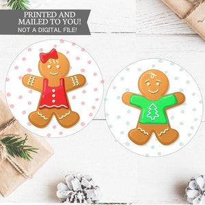Gingerbread Christmas Gender Reveal Stickers, Team He or Team She, Gender Reveal Stickers