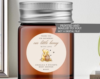 Winnie the Pooh Baby Shower, showering us with love, Stickers, Baby Shower, Birthday, Honey Favors, Classic Winnie the Pooh Baby stickers