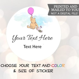 Clásico Winnie the Pooh Baby Shower, Round Favor Stickers, Eeyore & Piglet Stickers, Gift Bag Label, Thank You Sticker, Favor Label,