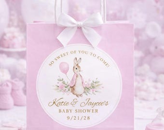 Peter Rabbit Aufkleber, HÄSCHEN Thema, Babyparty, Geburtstagsfeier, Danke, Personalisiert, Favor Bag Aufkleber, Glasetiketten, Hase Babyparty