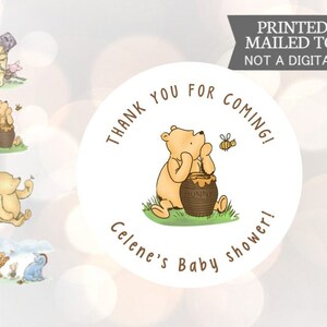 Merci d'être venu, autocollants Winnie l'ourson, faveur de miel, baby shower, anniversaire, ourson classique