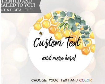 Eucalyptus Honey Jar Labels, Honey Sticker, Bee Honey Favor Labels, Mason Jar, Canning Jar, Honey Bee Favor Label, Bridal, Baby Shower