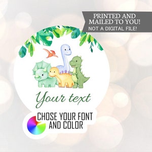 Obrigado por pisotear por adesivos de aniversário de dinossauro, etiquetas personalizadas de chá de bebê de dinossauro, obrigado, etiquetas de festa de aniversário,
