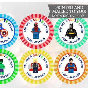 Superhero Personalized Valentine’s Stickers, Classroom, Kids Valentine Stickers,  Valentine Favor Stickers, Valentine Favor, Stickers,