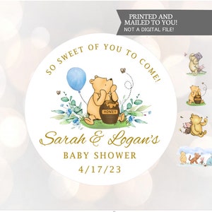 zo lief dat je komt, Winnie de Poeh, stickers, babyshower, verjaardag, honinggunsten, klassieke Winnie de Poeh-babystickers