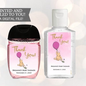 Etiquetas de desinfectante de manos para Baby Shower, Etiquetas de Baby Shower de Eeyore & Winnie the Pooh, Etiquetas de favor de desinfectante, Acurrucamiento, Pegatinas Desinfectante