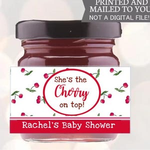She&#39;s the Cherry On Top  Jar, Thank you Stickers, Baby Shower, Birthday, Baby Berry Sweet Baby Shower Mini Cherry Stickers,  Labels ONLY