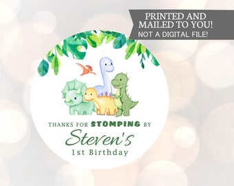 Birthday Thanks for Stomping By Dinosaur Birthday Stickers, Dinosaur Baby Shower Personalized Labels, Thank you favor, Party Labels,