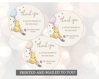 Winnie the Pooh, Hunny is on the Way, Stickers, Baby Shower, Birthday, Honey Favors, Classic Winnie the Pooh Baby stickers