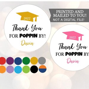 2023 Graduation Thank you POPPIN Stickers, Graduation Favor Stickers, Class of 2023 Stickers, Thank You Stickers, Printed Favor Sticker