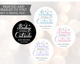 Baby zijn koude buiten stickers, baby zijn koude buiten baby shower, winter baby shower geniet van stickers labels, winter stickers, baby shower