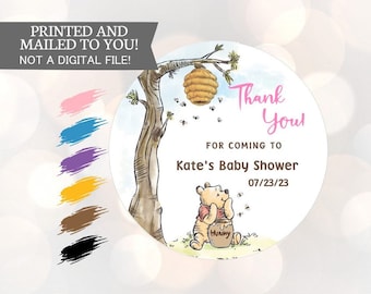 Winnie the Pooh, thank you for coming , Stickers, Baby Shower, Birthday, Honey Favors, Classic Winnie the Pooh Baby stickers