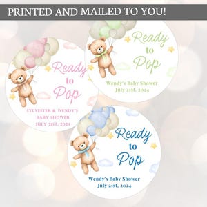 Stickers ours prêts à éclater, baby shower ours en peluche, faveur de baby shower, ours en peluche baby shower, ours baby shower girl