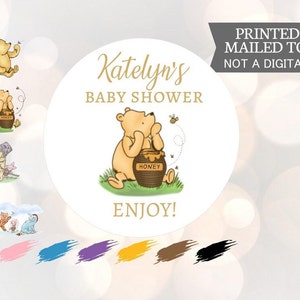 Winnie the Pooh, Yummy For Your Tummy, Stickers, Baby Shower, Birthday, Honey Favors, Classic Winnie the Pooh Baby stickers
