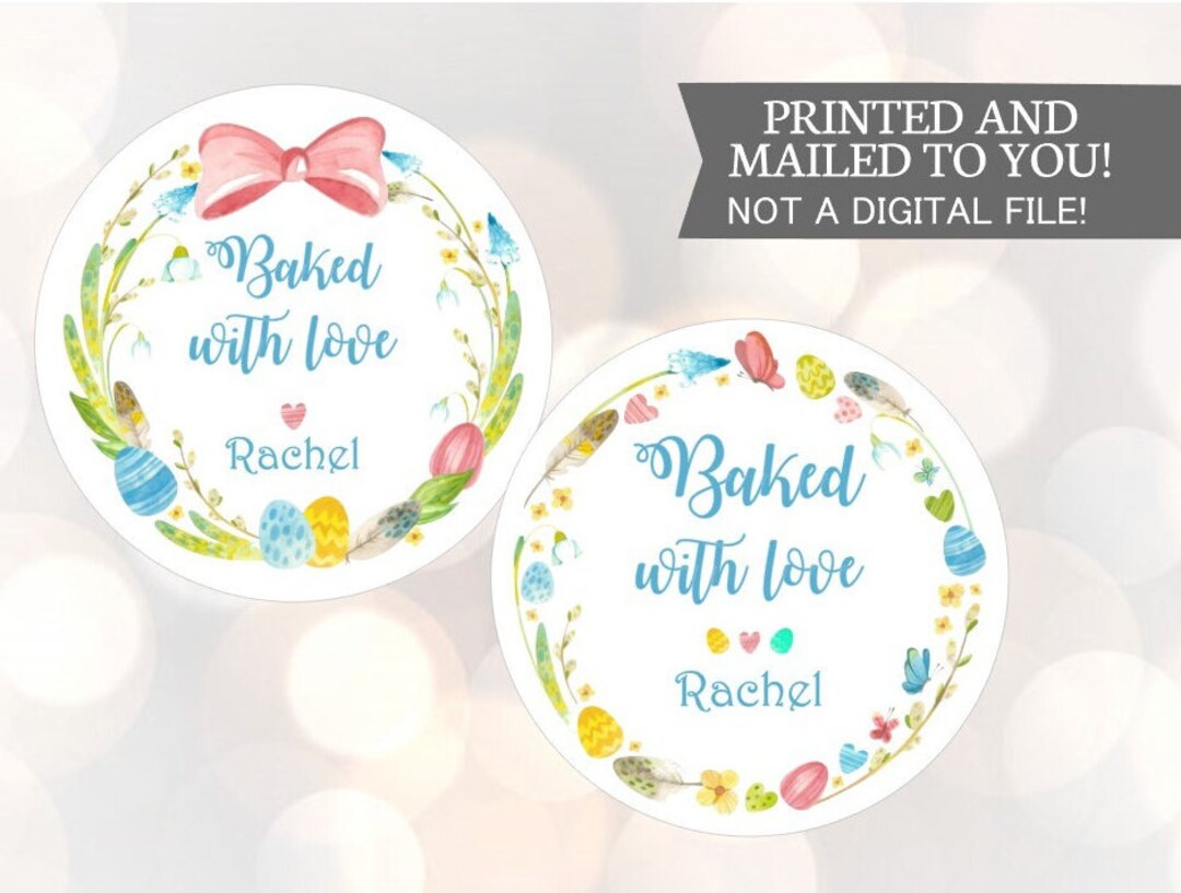 Spring Stickers For Cookies Easter, Spring, Baked With Love, Baker Cookie Labels, Baking Stickers ...