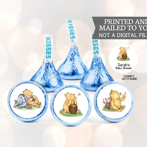 108 klassieke Winnie de Pooh-babyshower- of chocoladekusstickers voor baby's