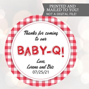 BABY-Q, Baby Q Aufkleber Etiketten Personalisiert, Babyparty Sommer Baby-Q Barbeque Party Favor Etiketten, Danke Aufkleber, Co Ed Dusche