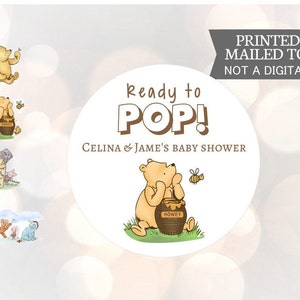 Clásico Winnie the Pooh Baby Shower, Round Favor Stickers, Eeyore & Piglet Stickers, Gift Bag Label, Thank You Sticker, Favor Label,