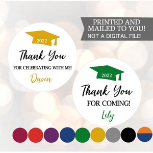 Graduation Thank you Stickers, Graduation Favor Stickers, Class of Stickers, Thank You Stickers, Printed Favor Stickers