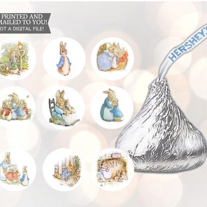 108 Pegatinas , Peter Rabbit, Hershey Kiss Stickers, Baby Shower, Birthday Party, Potter, Favores, Pequeño