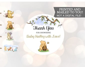 Winnie the Pooh, FOR SHOWERING , Stickers, Baby Shower, Birthday, Honey Favors, Classic Winnie the Pooh Baby stickers