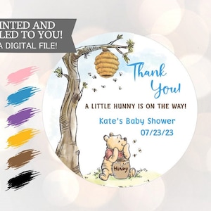 Winnie the Pooh, Hunny está en camino, pegatinas, Baby Shower, cumpleaños, favores de miel, pegatinas clásicas de Winnie the Pooh Baby