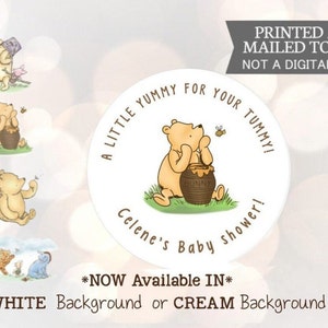 Winnie the Pooh, Un poco de delicia para tu barriguita, Pegatinas, Baby Shower, Cumpleaños, Recuerdos de miel, Pegatinas clásicas de Winnie the Pooh para bebé