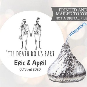 108 Halloween Til Death Do Us Part Hochzeit Sticker, Halloween Hochzeit Sticker, Halloween Hochzeit Favors, Süße Skelett Favorien, Aufkleber