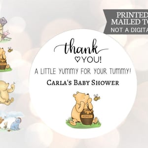 Winnie the Pooh, Yummy For Your Tummy, Stickers, Baby Shower, Birthday, Honey Favors, Classic Winnie the Pooh Baby stickers