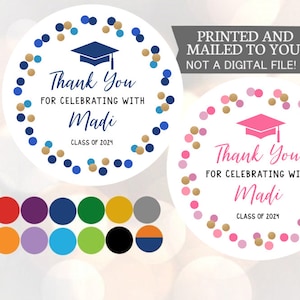 2025 Graduation Thank you Stickers, Graduation Favor Stickers, Class of  Stickers, Thank You Stickers, Printed Favor Stickers