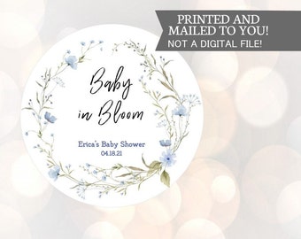 Baby in Bloom baby Shower, Floral Stickers, Baby Shower Favor, Round Sticker, Girl Baby Shower Sticker , Garden theme