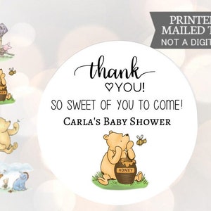Autocollants Winnie l’ourson, So Sweet Of You To Come, Honey Favor, Baby Shower, Anniversaire, Fond crème ou blanc