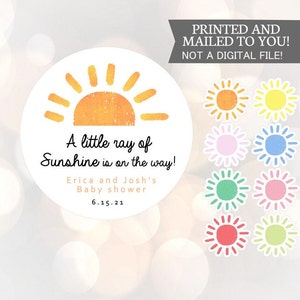 Boho Sunshine Baby Shower, un piccolo raggio, Baby shower grazie adesivi, favorisce adesivi, cerchio