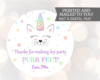 Personalized Kitty Theme, Cat, First Birthday, Cat Birthday, Favors Tags, Kitty Party, Purr-fect Tags Thank You, You Choose Size