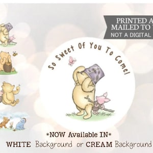 Tan dulce de tu parte por venir, Winnie the Pooh Stickers, Honey Favor, Baby Shower, Birthday,