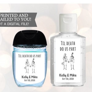 Hand Sanitizer Etiketten Hochzeitsdusche, Halloween Bis Tod Do Us Part Hochzeit Sticker, Halloween Hochzeit Sticker, Halloween Hochzeit Favors