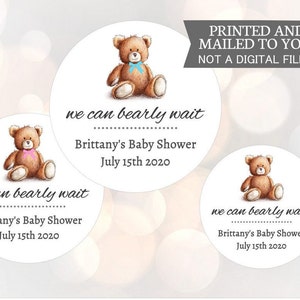 Thank You Beary Much Sticker Favor Stickers, Custom Personalized Baby Shower Favor,  Baby Shower Gift Baby Sprinkle Favor We can bearly wait