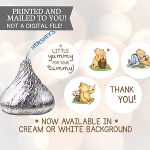 Baby Classic Winnie de Poeh babyshower of verjaardag Hershey Kiss Stickers Een beetje lekker voor je buik 108 per vel