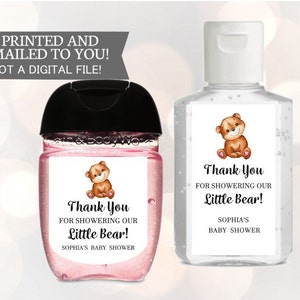 Étiquettes de faveur de douche de bébé d’ours de nounours, étiquette de faveur de désinfectant de main, étiquettes de désinfectant de main, garçon de douche de bébé d’ours de nounours, fille de douche d’ours